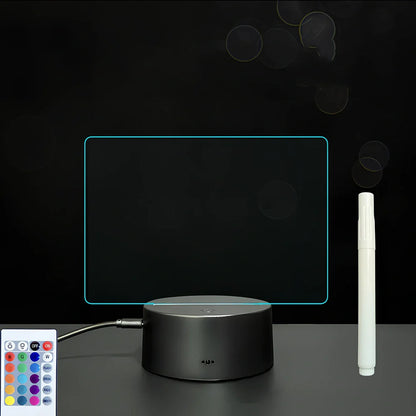 3D acrylic LED message board with touch controls showing illuminated writing on 3.5mm thick surface