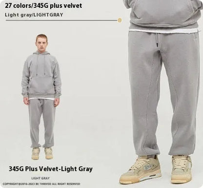 Men's velvet sweatpants with ankle banded cuffs in multiple solid colour options