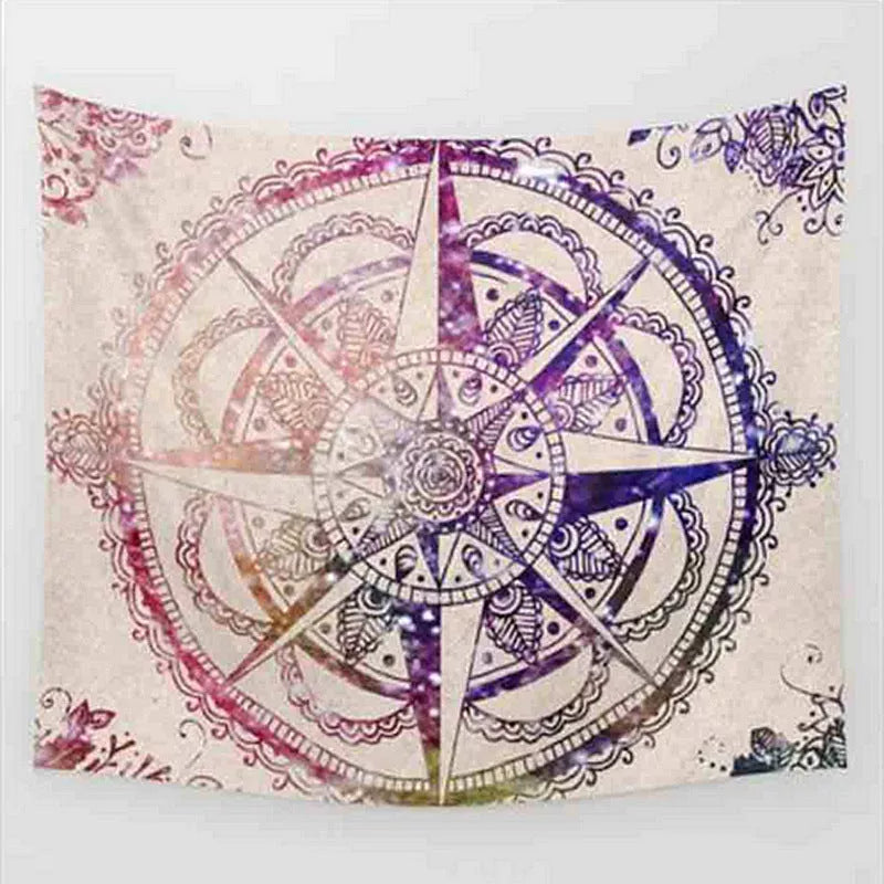 3D digital printing polyester elephant mandala tapestry in vibrant colors