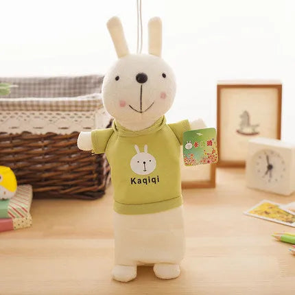 Large soft plush rabbit pencil case in assorted colours for pen storage