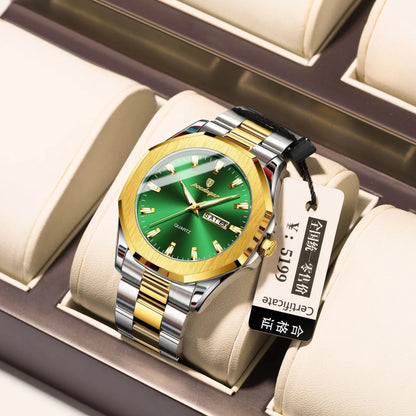 Men's steel strap quartz business watch with 9mm thickness in multiple colour options
