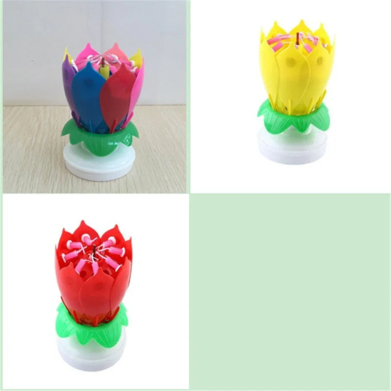 Musical Lotus Candles in various colors with a unique lotus design and music feature
