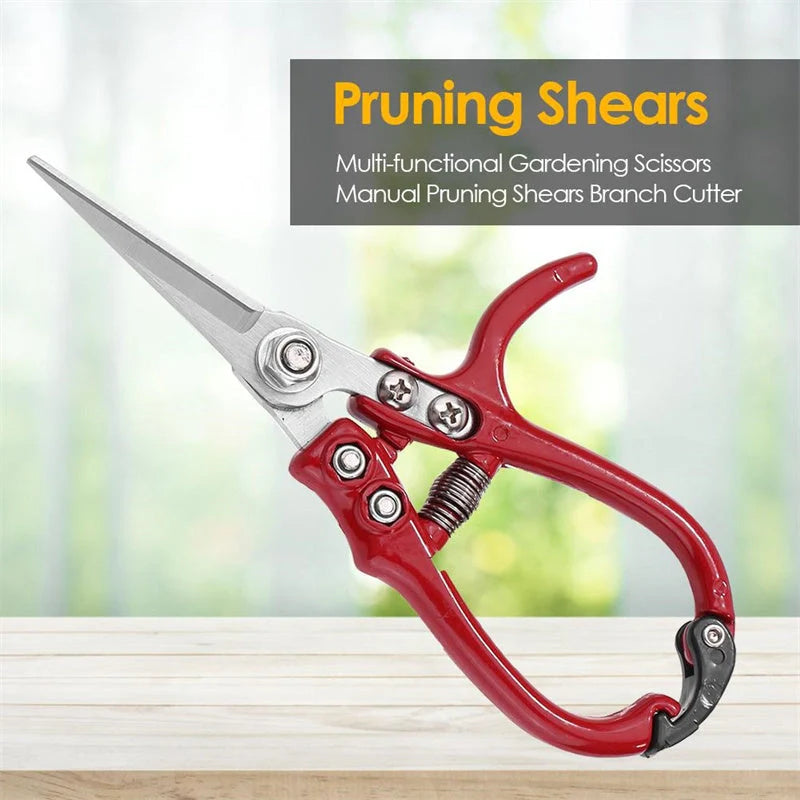 Multifunctional garden scissors with safety buckle and stainless steel spring for pruning