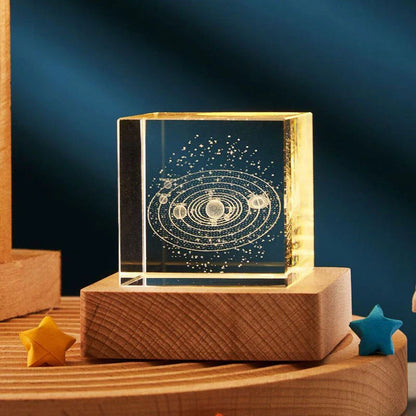 Mesmerizing 3D crystal cube lamp with warm, soothing lighting for decorative home and bedroom use