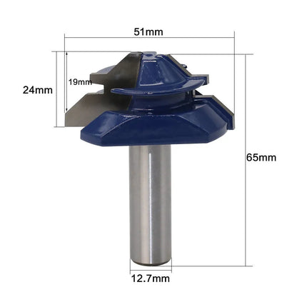 Blue hard alloy woodworking tenon cutter with 1/2 handle for 45-degree joints