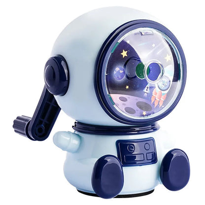 Blue astronaut manual pencil sharpener with anti-jam function for children