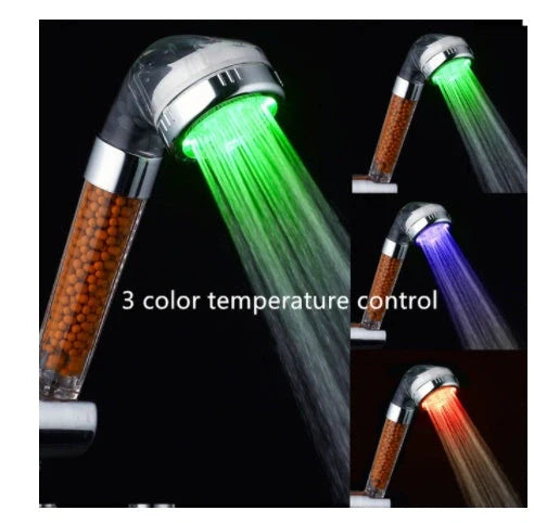 Color Changing LED Shower Head with temperature sensor and high-pressure filter