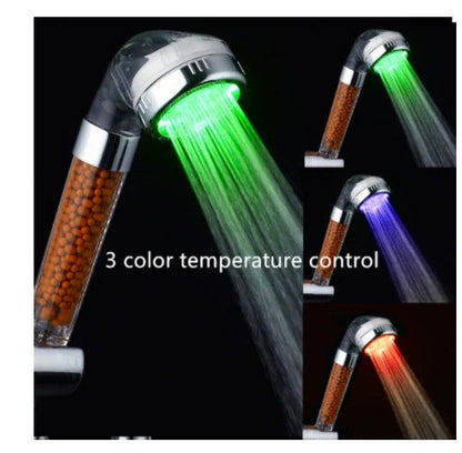 Color Changing LED Shower Head with temperature sensor and high-pressure filter
