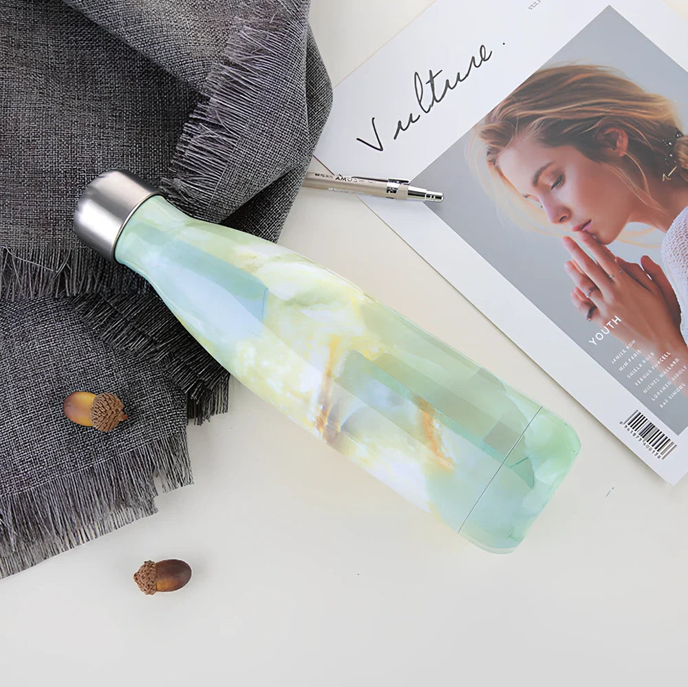 Stainless steel thermal water bottle with 500ml capacity and vacuum insulation technology