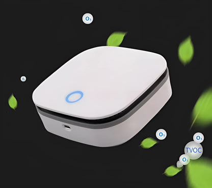 White USB car air purifier with negative ion sterilisation and composite filter