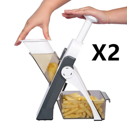 Multifunctional vegetable cutter with safety design and 30+ slicing options