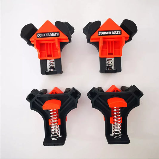 Woodworking right angle clip holder for 60, 90, and 120-degree clamping with ABS handle and stainless steel body