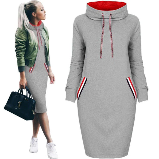 Elegant long sleeve party dress with high collar in a variety of colors and sizes