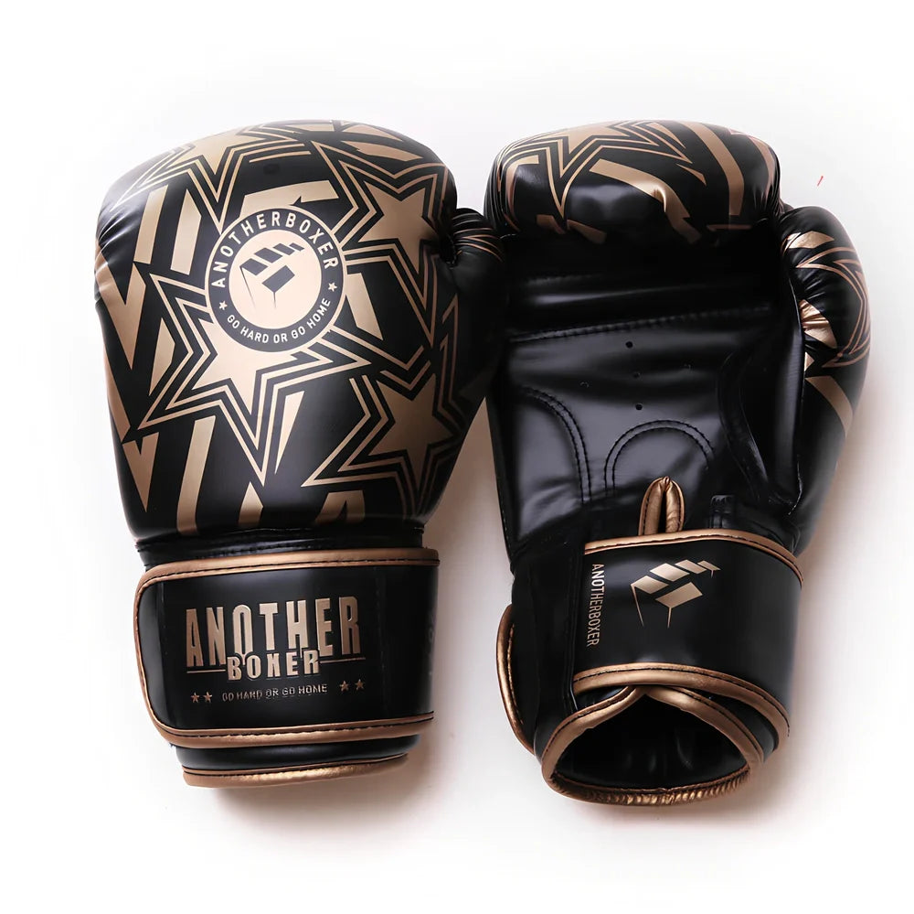 Pair of 10oz Sanda children boxing gloves in blue red type A, PU material with vertical style padding