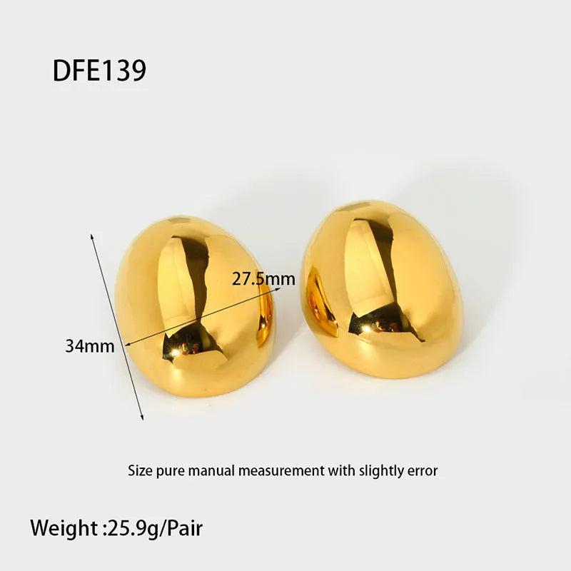 Geometric stainless steel ear studs with glazed surface in 18K gold colour finish