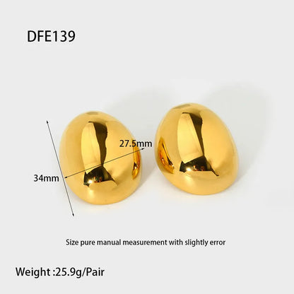 Geometric stainless steel ear studs with glazed surface in 18K gold colour finish