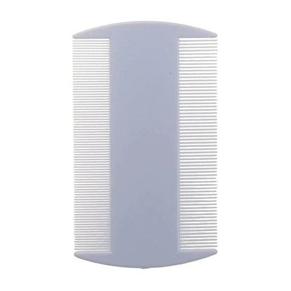 Double-edged fine-toothed plastic flea comb measuring 8cm by 7.5cm in rose red colour