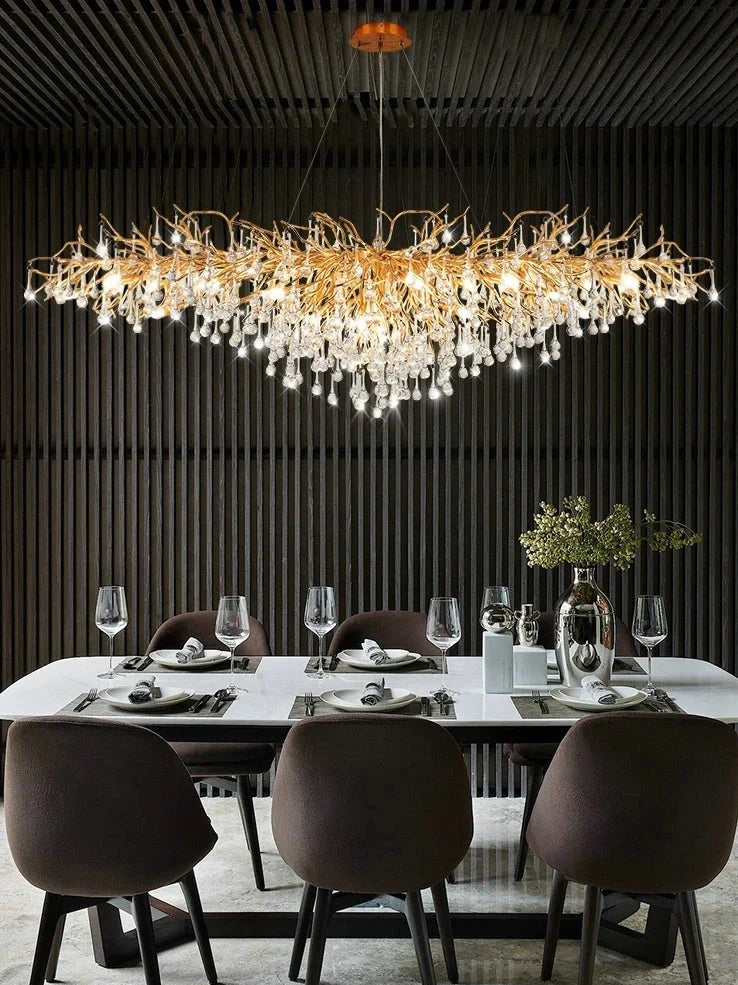 Crystal lamp with 16 holders, aluminium body, electroplating finish in Long1/Long2 sizes