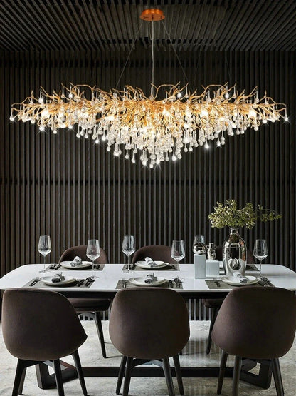 Crystal lamp with 16 holders, aluminium body, electroplating finish in Long1/Long2 sizes