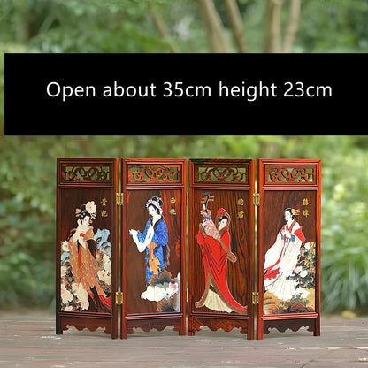 Red rosewood miniature Chinese furniture model with traditional carved details and mahogany construction