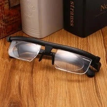 Adjustable Focus Sight Glasses with black and transparent frames and polycarbonate lenses