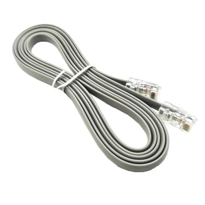 Silver grey CAT6 network cable with RJ45 connectors, shown at its full 2-metre length.