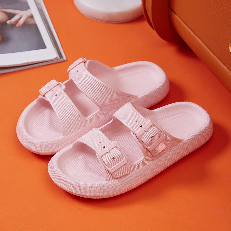 Stylish buckle slip-on platform sandals in various colors for women's summer fashion