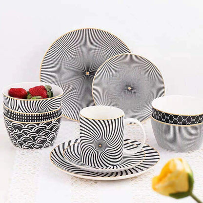 Nordic style geometric ceramic plate set for elegant dining