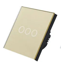 86 type glass touch light switch with tempered glass panel in black, golden or white finish