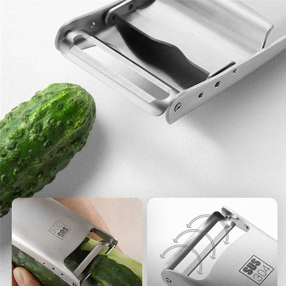 304 stainless steel vegetable peeler with safety lock and anti-slip handle for kitchen use