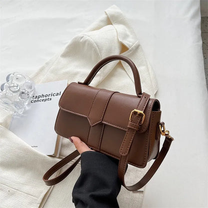 Women's beige messenger bag with horizontal square shape, 22cm width, and file compartment for commuting