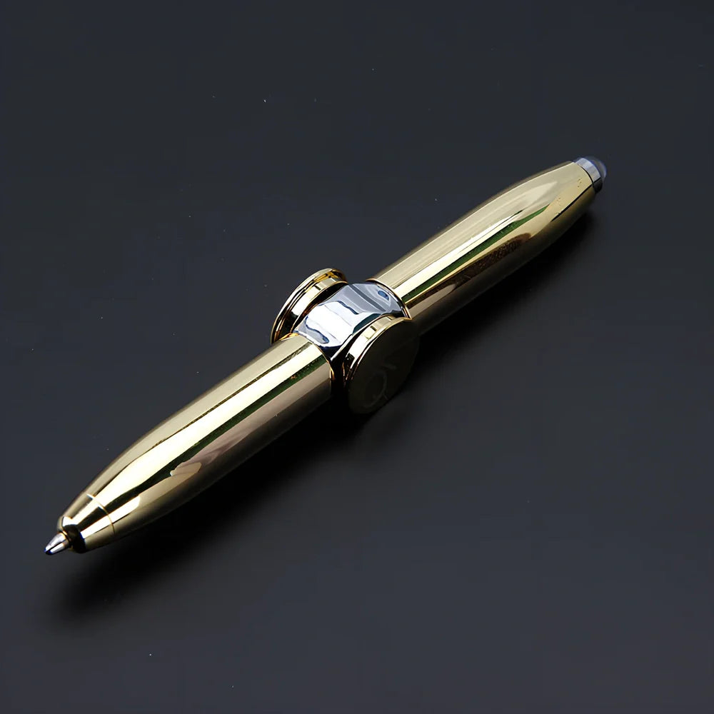 Multifunctional decompression gyro ballpoint pen showing 10.3cm length and spinning mechanism