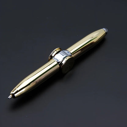 Multifunctional decompression gyro ballpoint pen showing 10.3cm length and spinning mechanism