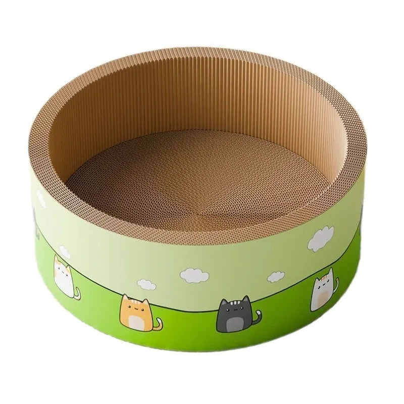 Round cat scratch board with deep pit texture, 45cm or 50cm diameter, made of corrugated paper