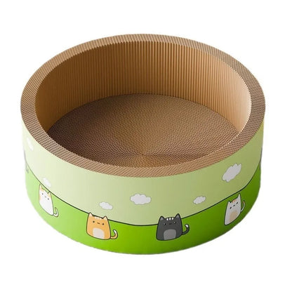 Round cat scratch board with deep pit texture, 45cm or 50cm diameter, made of corrugated paper