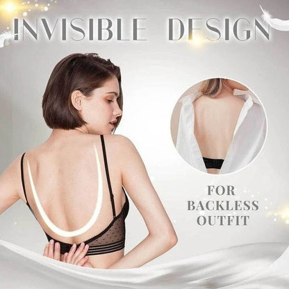 Backless bra with thin lace detailing, providing a seamless and invisible look under clothing