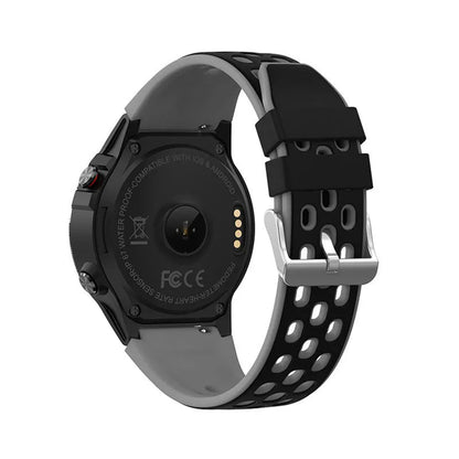 Blue sports smart watch with 1.3 inch screen displaying fitness metrics on silicone strap
