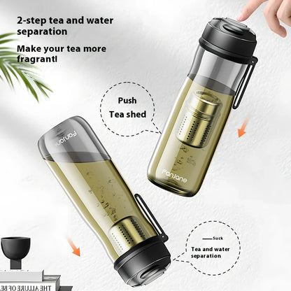 Magnetic bubble tea cup with black Tritan construction and insulated leather ring showing separation mechanism