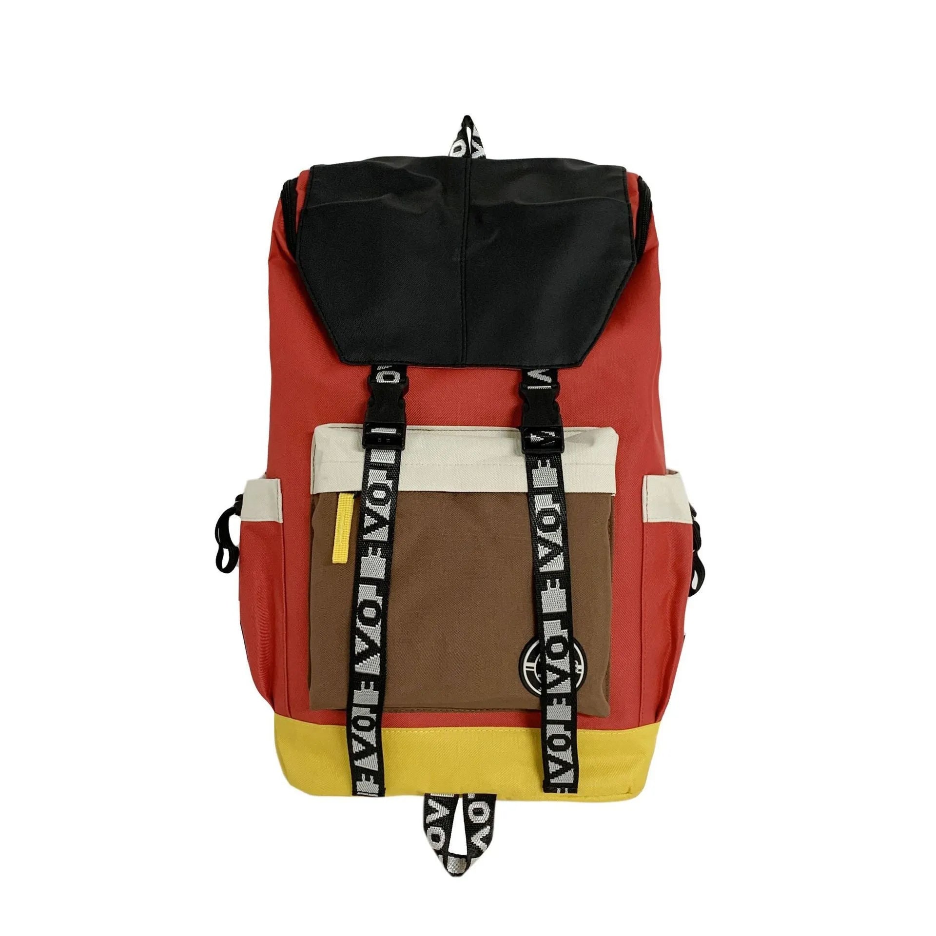 Oxford cloth backpack in black, green, or red with dimensions 32cm width, 46cm height, 17cm bottom thickness
