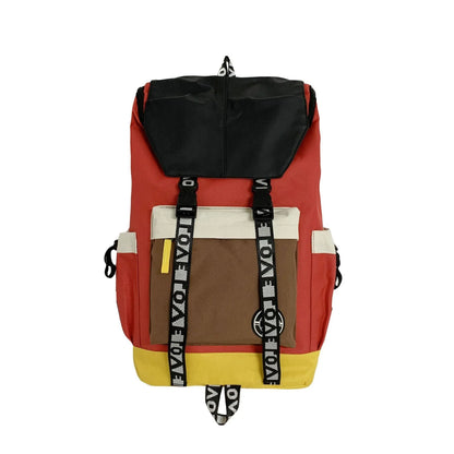 Oxford cloth backpack in black, green, or red with dimensions 32cm width, 46cm height, 17cm bottom thickness