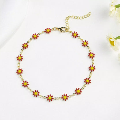 Little Daisy Anklet - Colorful floral ankle ring with adjustable fit