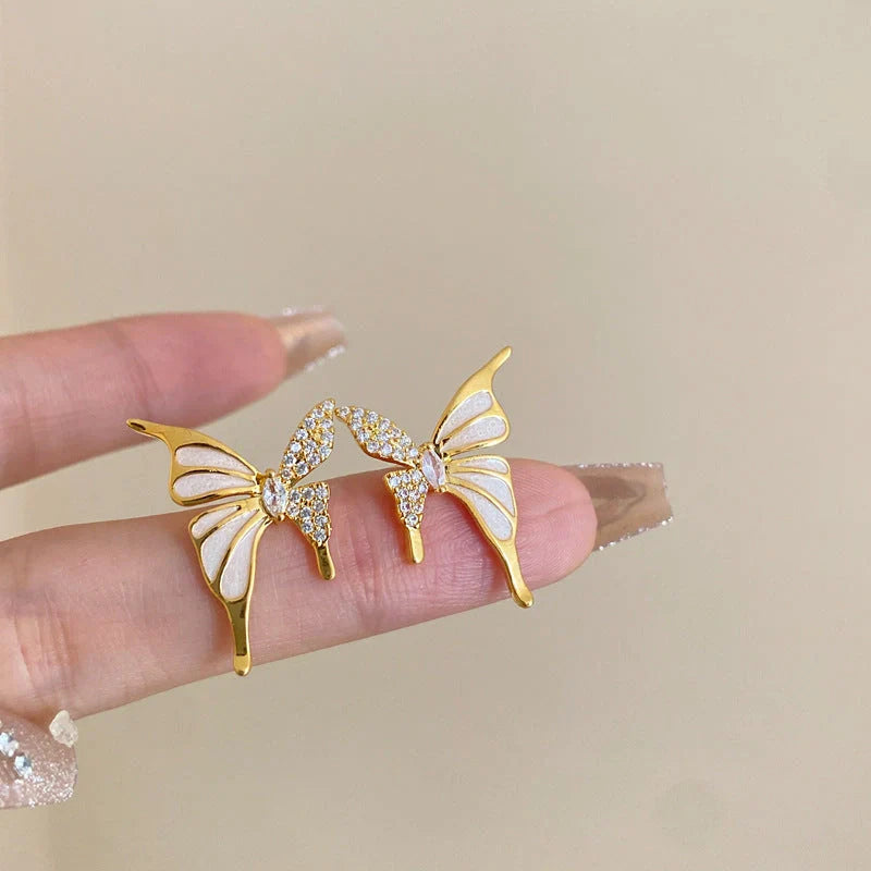 Rhinestone Dripped Butterflies Stud Earrings in colors A128 and A129
