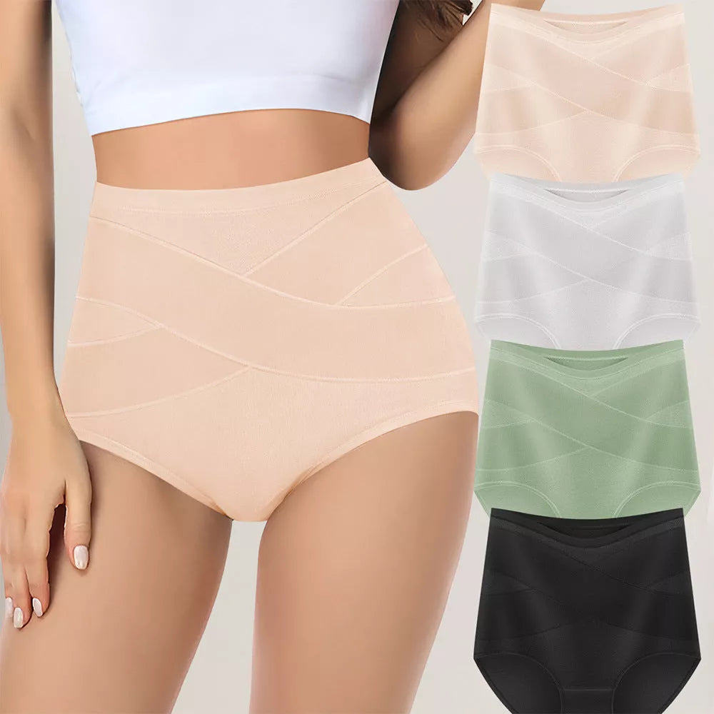 High Waist Shaping Briefs for Women in four colors: fruit green, skin color, black, and silver gray