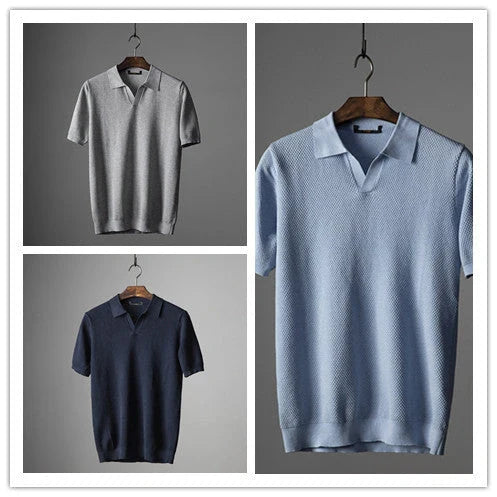 Men's premium cotton V-neck short sleeve top in various colors and sizes