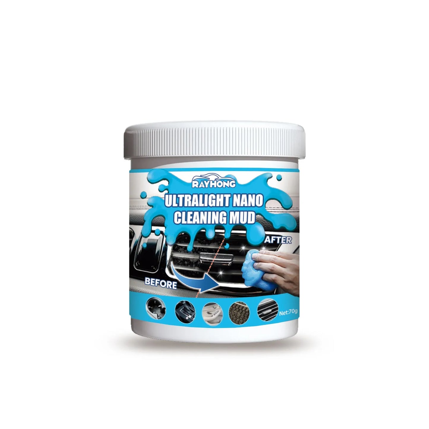 70g car interior cleaning soft gel adhesive for dust removal from vents and crevices.