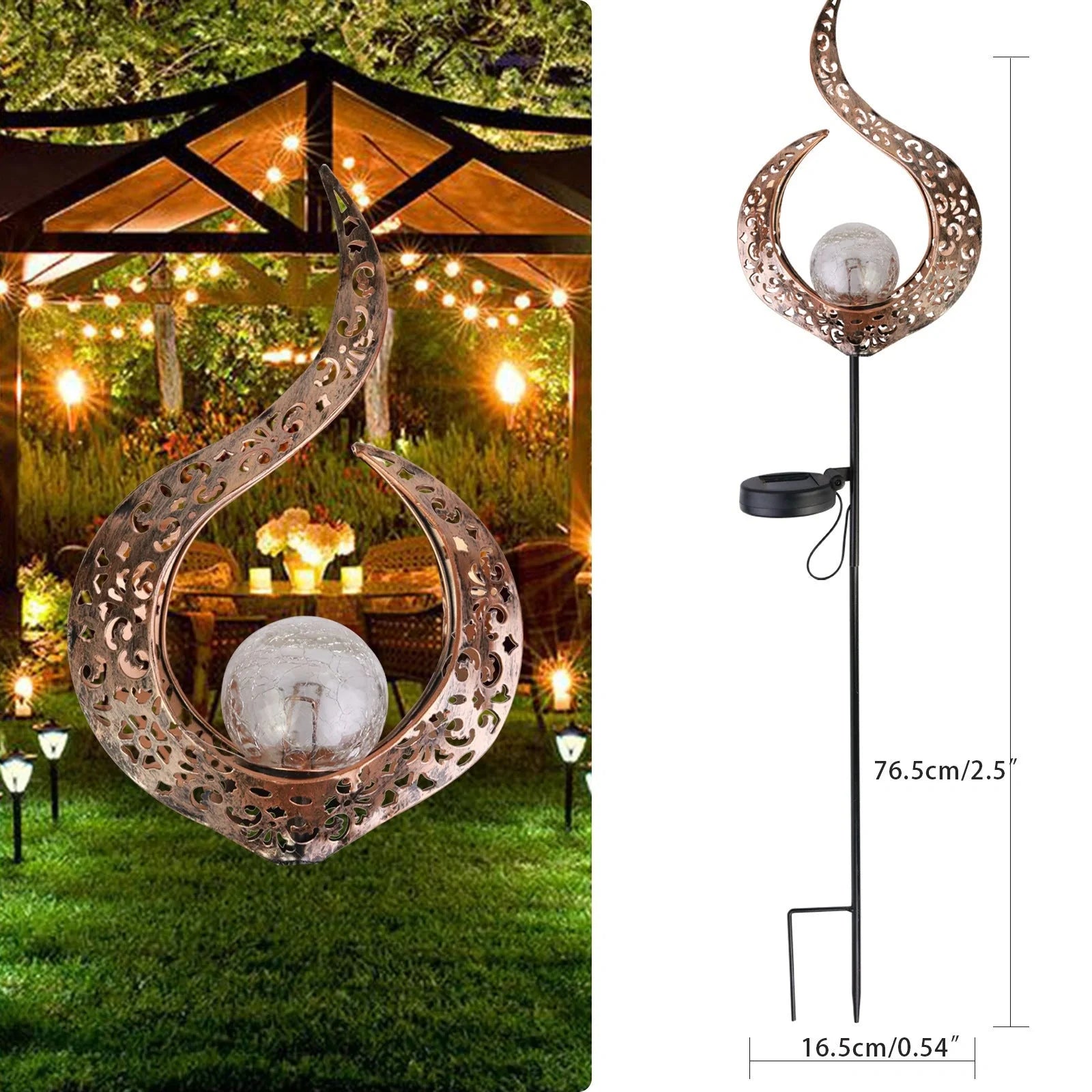 LED Solar Flame Metal Decorative Light in various styles for outdoor illumination