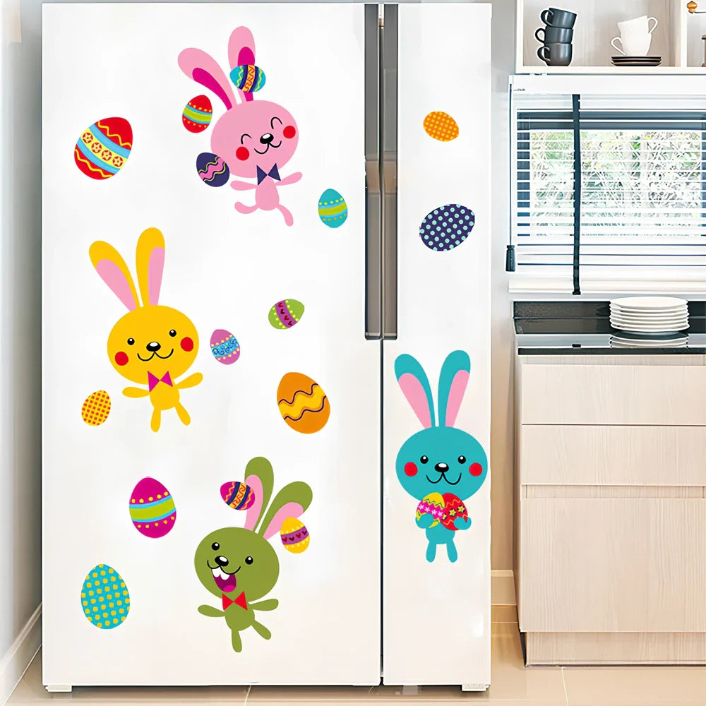 Easter rabbit pattern wall sticker set with 15 PVC panels measuring 20x30cm each