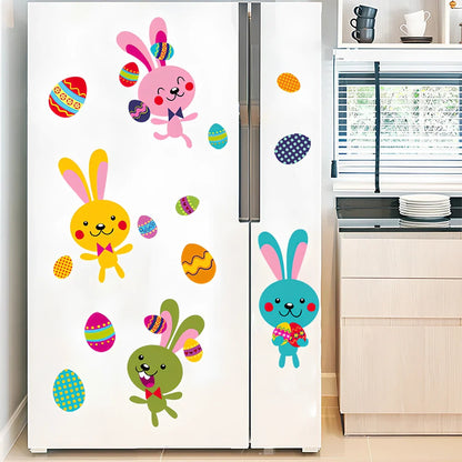 Easter rabbit pattern wall sticker set with 15 PVC panels measuring 20x30cm each