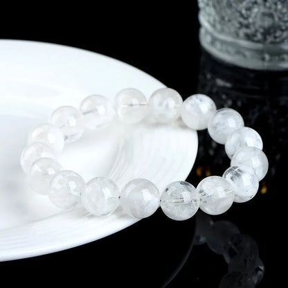 Natural blizzard snowflake round beads women's crystal bracelet with geometry shape and grinding treatment