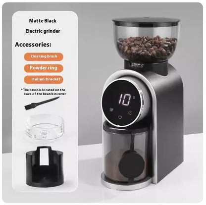 Smart electric coffee grinder in black or white with adjustable scale, plastic body, HB583 or HB683 model options